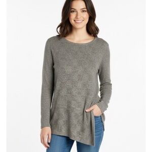 APT. 9 Subtle Texture Asymmetrical Hem Lightweight Sweater, Women’s M,Grey
